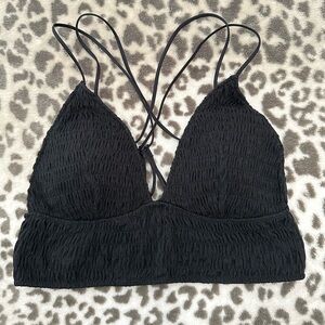 PINK Victoria’s Secret Smocked Bralette in Black Size Medium Women’s